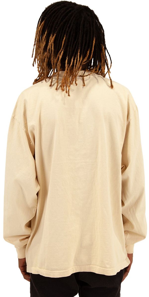 Am image of a Custom Shaka Wear Mens Garment Dyed Long Sleeve T Shirt in Cream!