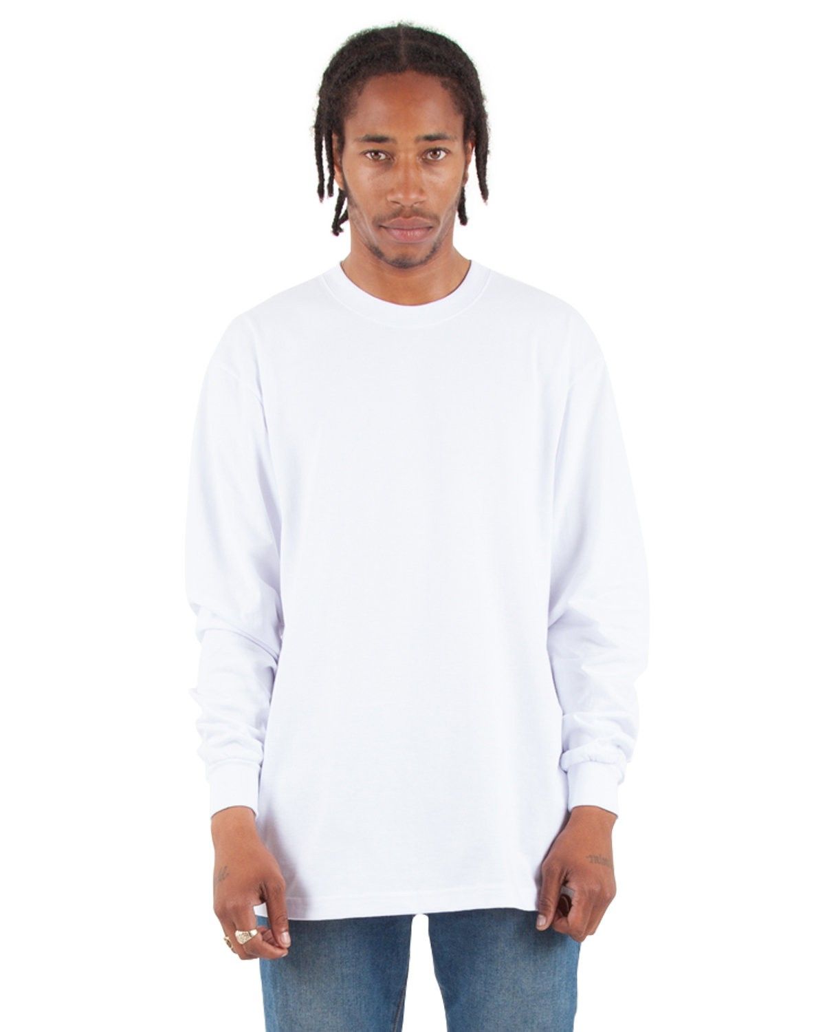 Shaka Wear Adult 7.5 oz Max Heavyweight Long Sleeve T Shirt in White