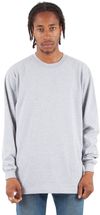 Am image of a Custom Shaka Wear Adult 7.5 oz Max Heavyweight Long Sleeve T Shirt in Heather Grey!