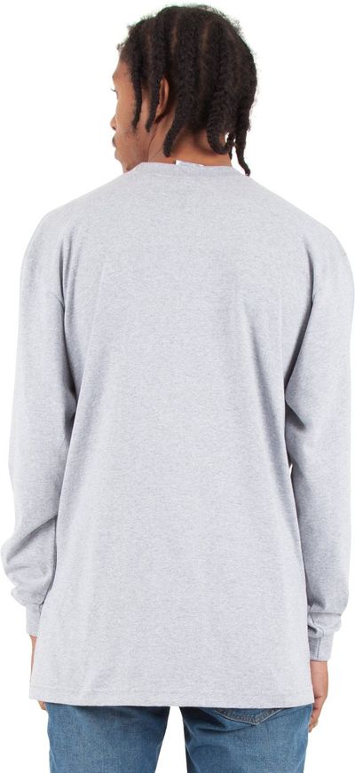 Am image of a Custom Shaka Wear Adult 7.5 oz Max Heavyweight Long Sleeve T Shirt in Heather Grey!