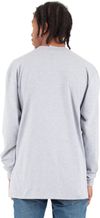Am image of a Custom Shaka Wear Adult 7.5 oz Max Heavyweight Long Sleeve T Shirt in Heather Grey!