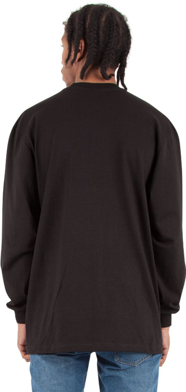 Am image of a Custom Shaka Wear Adult 7.5 oz Max Heavyweight Long Sleeve T Shirt in Black!