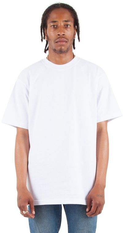 Am image of a Custom Shaka Wear Adult 7.5 oz Max Heavyweight T Shirt in White!