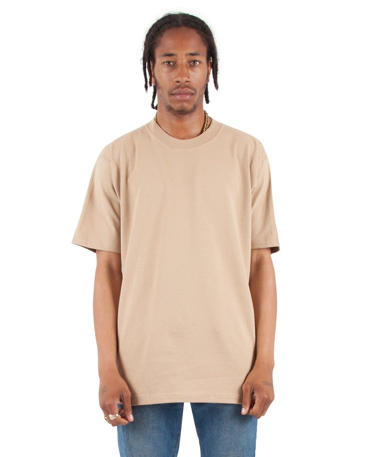 Shaka Wear Adult 7.5 oz Max Heavyweight T Shirt in Khaki