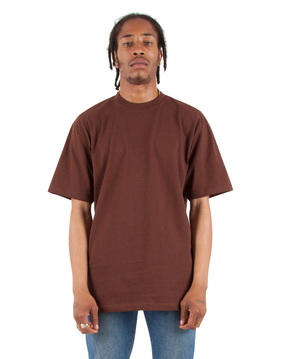 Shaka Wear Adult 7.5 oz Max Heavyweight T Shirt in Brown