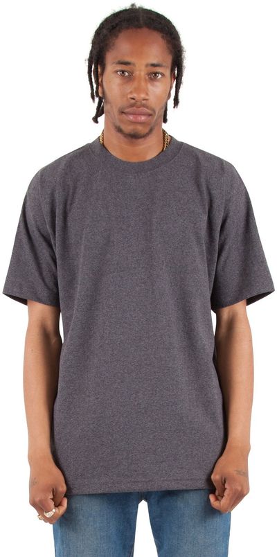 Am image of a Custom Shaka Wear Adult 7.5 oz Max Heavyweight T Shirt in Charcoal Grey Heather!