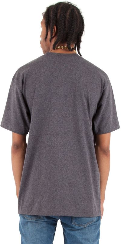 Am image of a Custom Shaka Wear Adult 7.5 oz Max Heavyweight T Shirt in Charcoal Grey Heather!