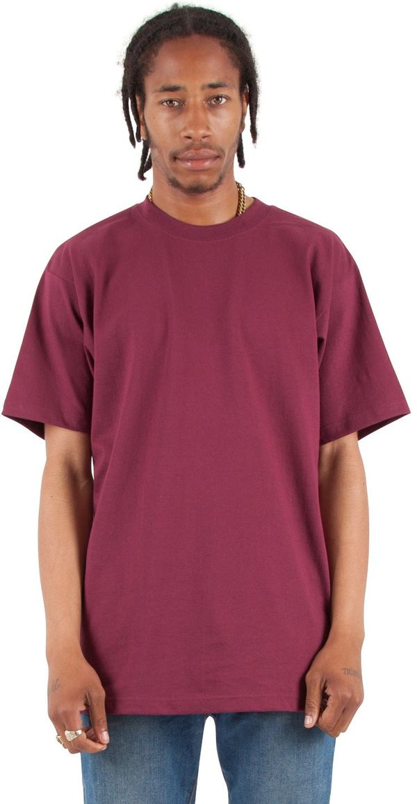 Am image of a Custom Shaka Wear Adult 7.5 oz Max Heavyweight T Shirt in Burgundy!