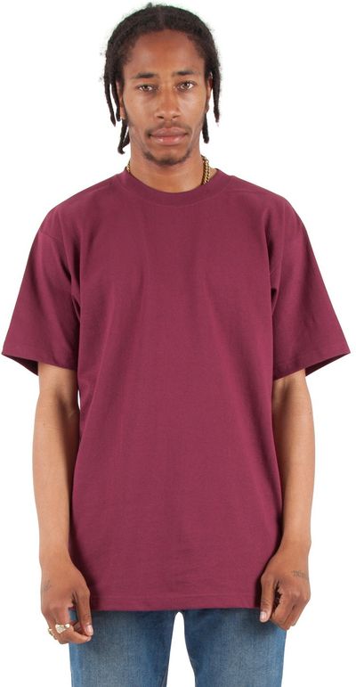 Am image of a Custom Shaka Wear Adult 7.5 oz Max Heavyweight T Shirt in Burgundy!