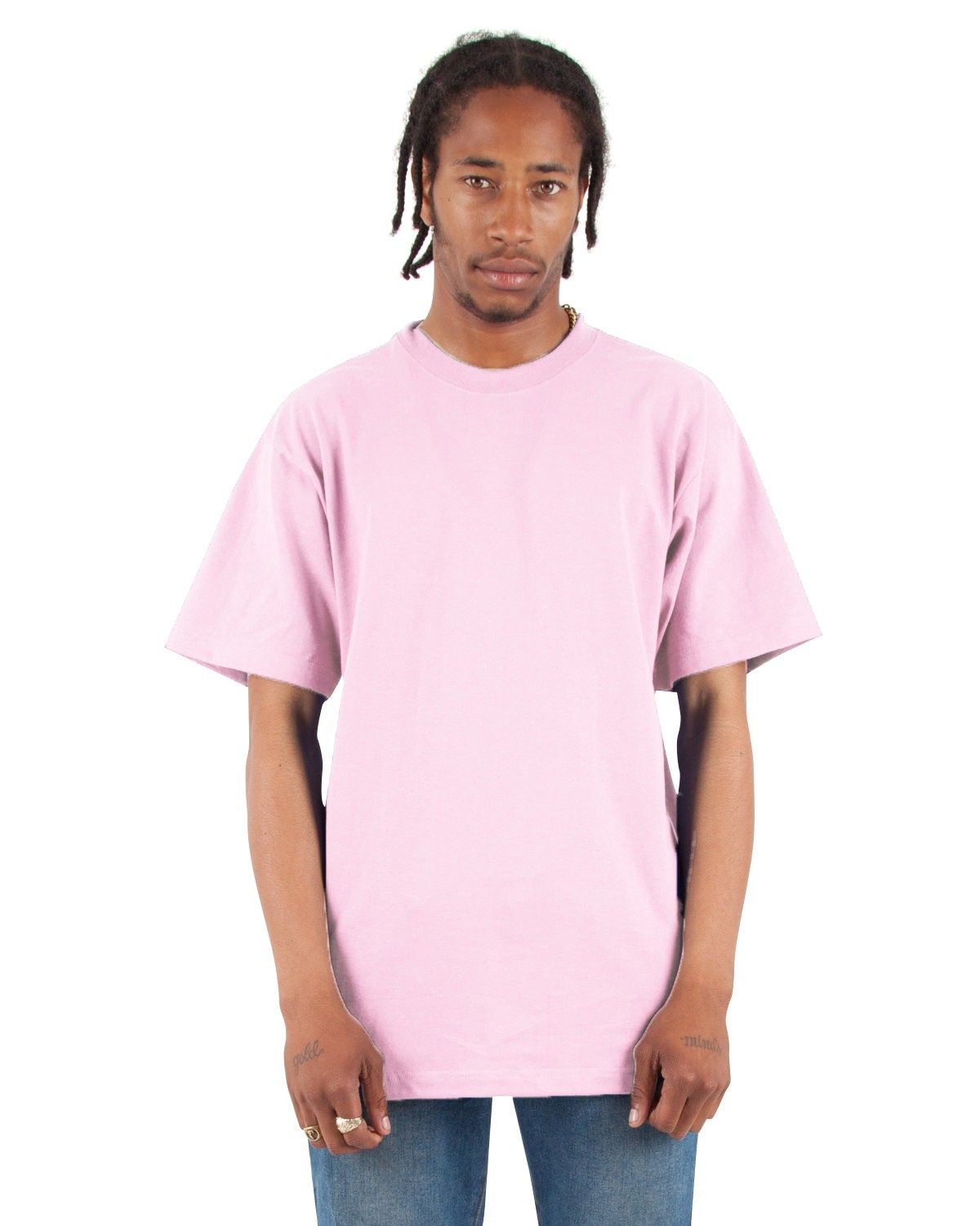 Shaka Wear Adult 7.5 oz Max Heavyweight T Shirt in Powder Pink