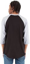 Am image of a Custom Shaka Wear Adult 8.9 oz Three Quarter Sleeve Raglan T Shirt in Black/Heather Grey!