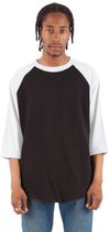 Am image of a Custom Shaka Wear Adult 8.9 oz Three Quarter Sleeve Raglan T Shirt in Black/White!
