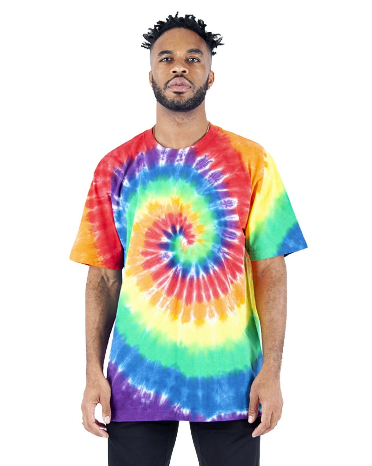 Shaka Wear Heavyweight Tie Dye T Shirt in Classic Rainbow