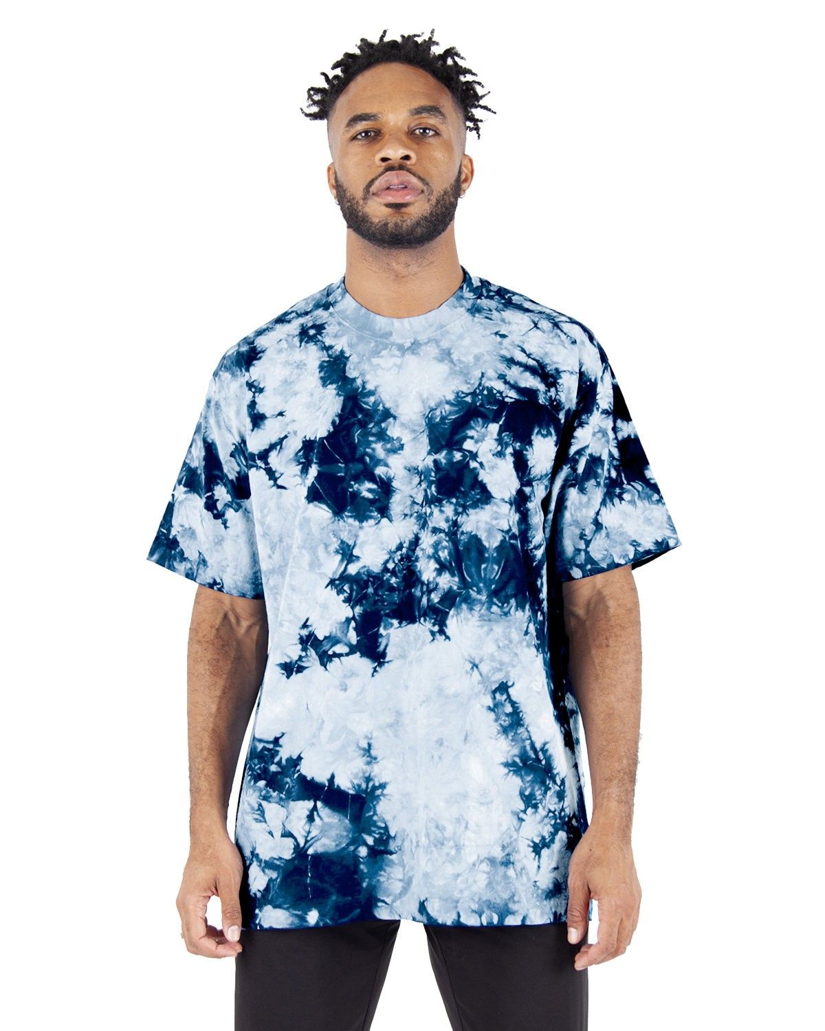 Shaka Wear Heavyweight Tie Dye T Shirt in Navy/White