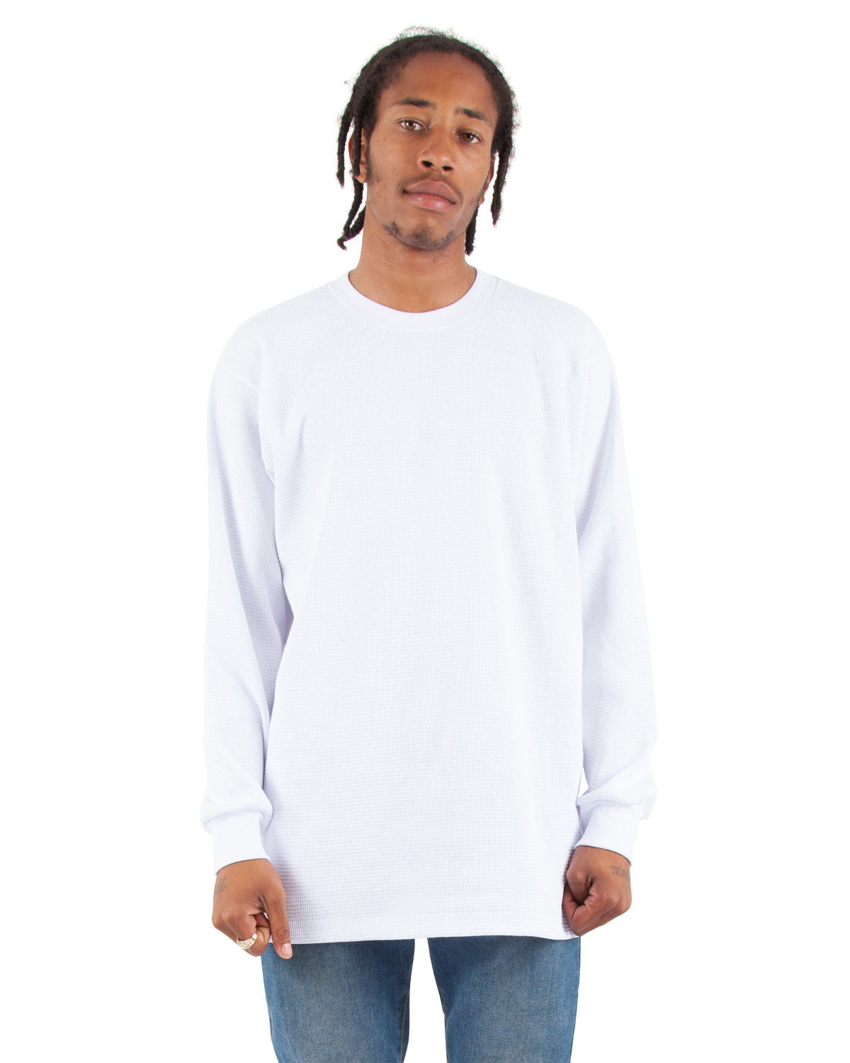 Shaka Wear Adult 8.9 oz Thermal T Shirt in White
