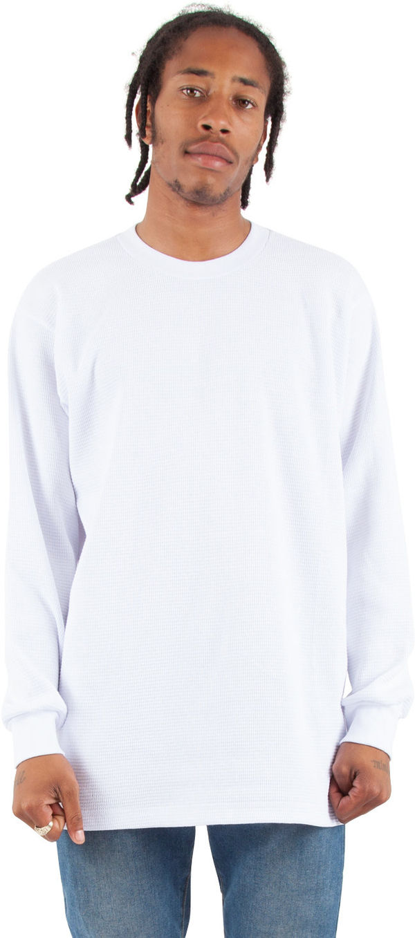 Am image of a Custom Shaka Wear Adult 8.9 oz Thermal T Shirt in White!