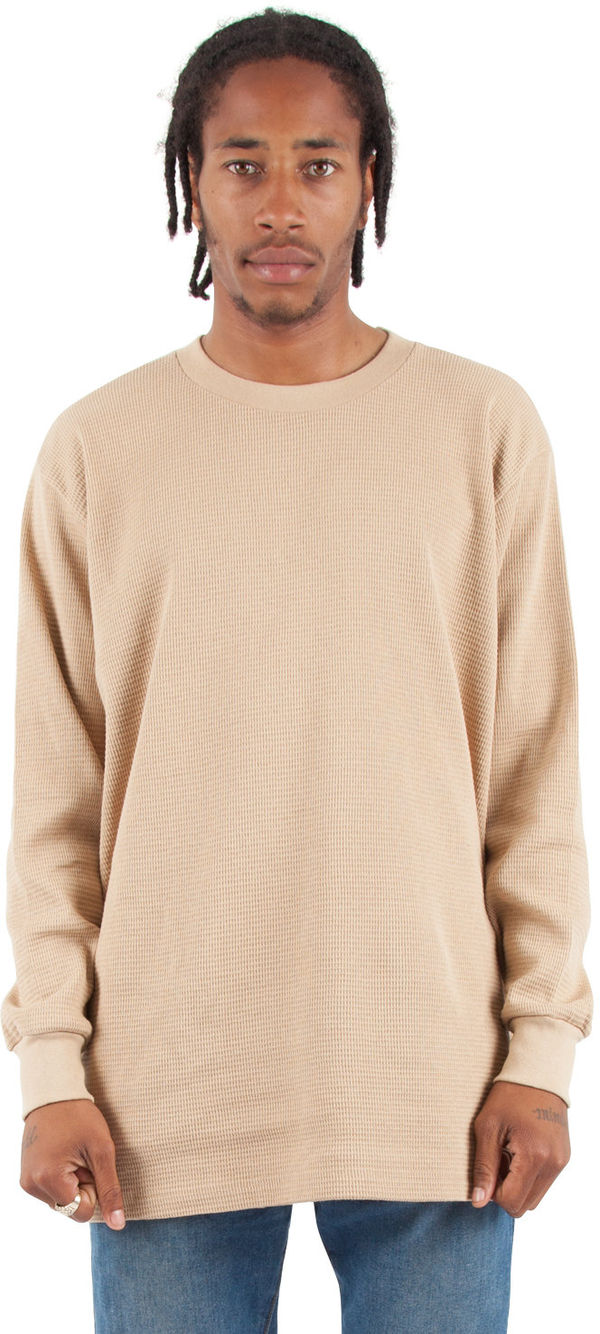 Am image of a Custom Shaka Wear Adult 8.9 oz Thermal T Shirt in Khaki!