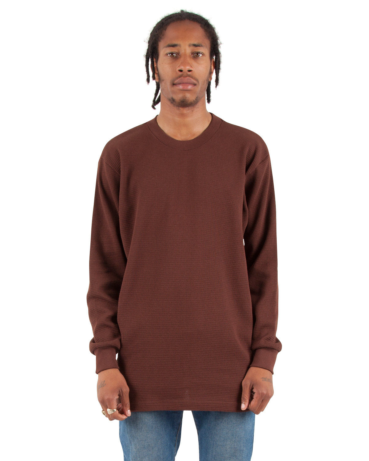Shaka Wear Adult 8.9 oz Thermal T Shirt in Brown