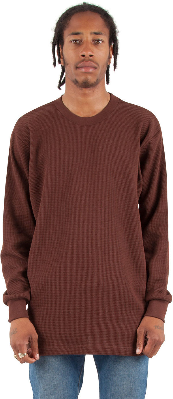 Am image of a Custom Shaka Wear Adult 8.9 oz Thermal T Shirt in Brown!