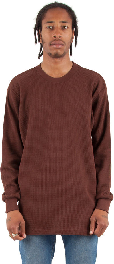 Am image of a Custom Shaka Wear Adult 8.9 oz Thermal T Shirt in Brown!