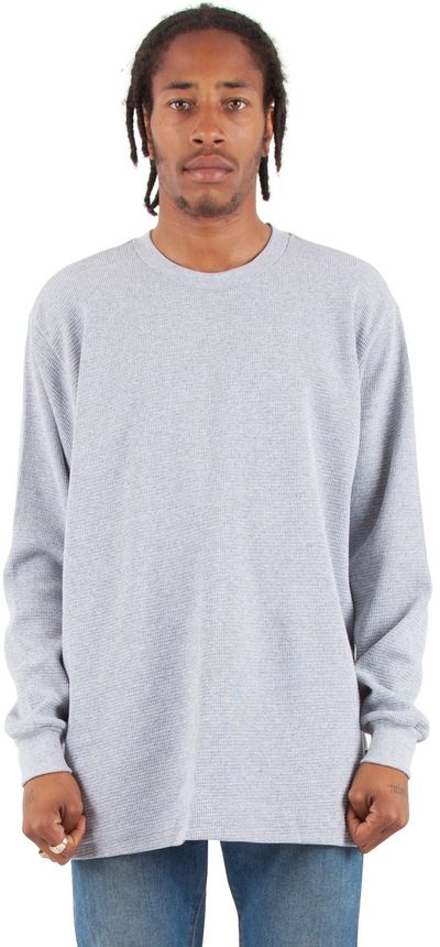 Am image of a Custom Shaka Wear Adult 8.9 oz Thermal T Shirt in Heather Grey!