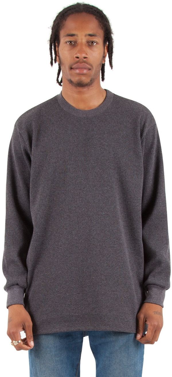 Am image of a Custom Shaka Wear Adult 8.9 oz Thermal T Shirt in Charcoal Grey Heather!