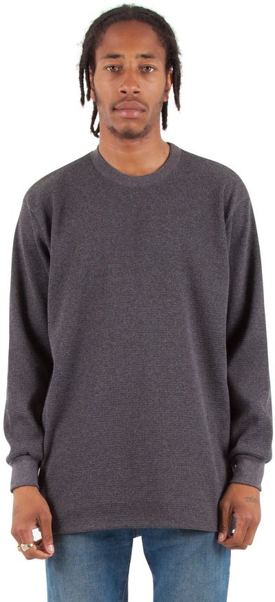 Am image of a Custom Shaka Wear Adult 8.9 oz Thermal T Shirt in Charcoal Grey Heather!