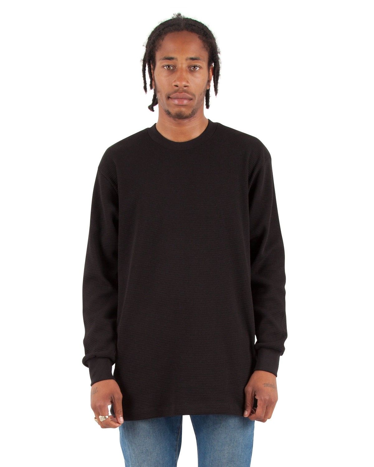 Shaka Wear Adult 8.9 oz Thermal T Shirt in Black