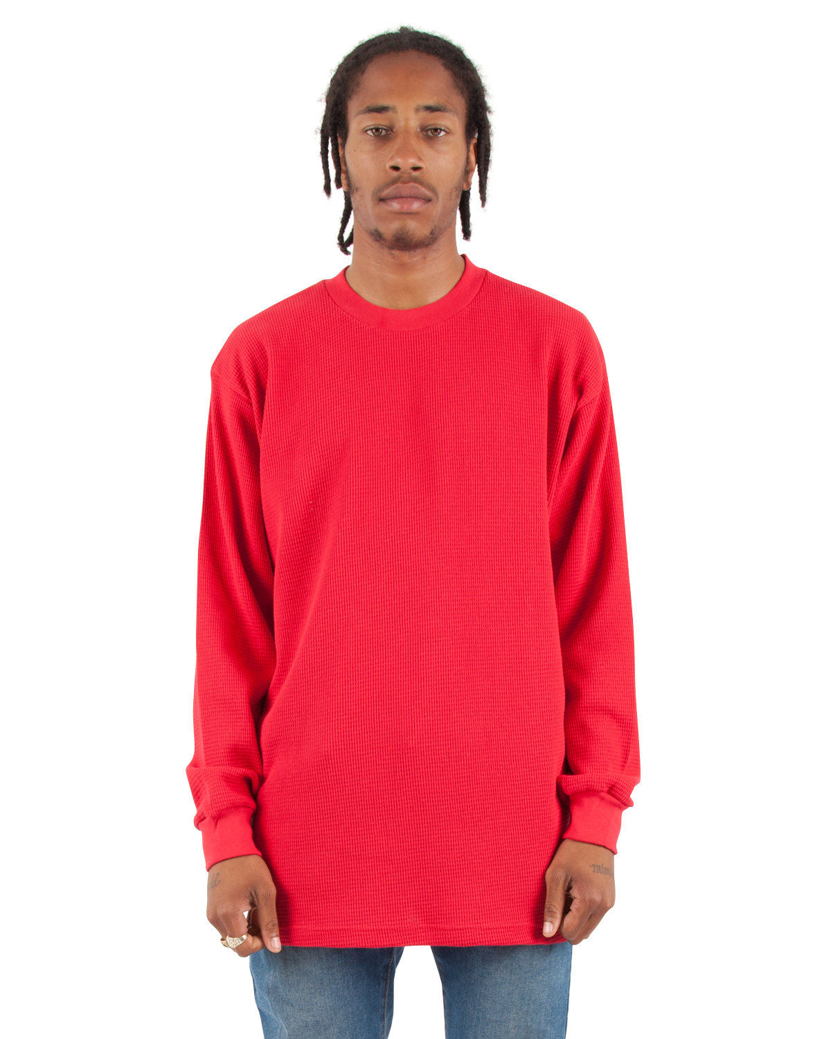 Shaka Wear Adult 8.9 oz Thermal T Shirt in Red