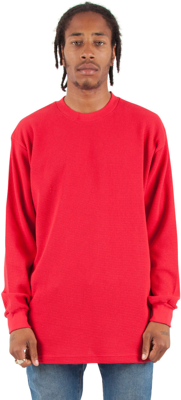Am image of a Custom Shaka Wear Adult 8.9 oz Thermal T Shirt in Red!