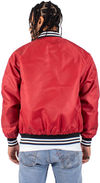Am image of a Custom Shaka Wear Mens Varsity Bomber Jacket in Red!