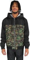 Am image of a Custom Shaka Wear Adult Windbreaker Jacket in Black/Camo Green!
