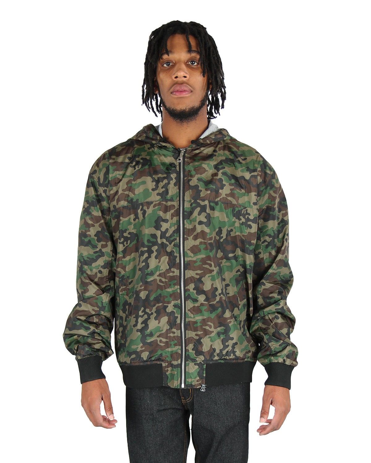 Shaka Wear Adult Windbreaker Jacket in Camo Green