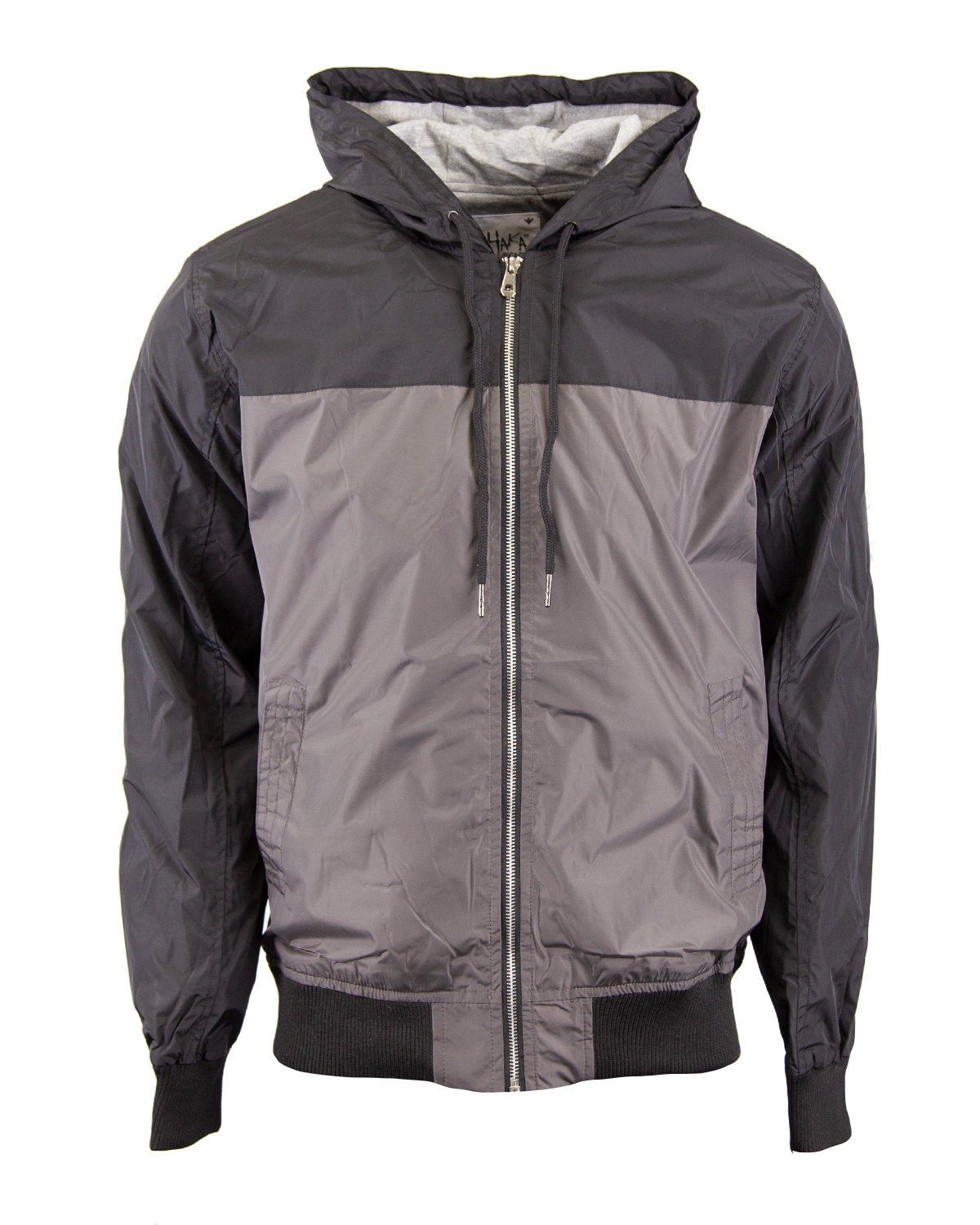 Shaka Wear Adult Windbreaker Jacket in Black/Grey