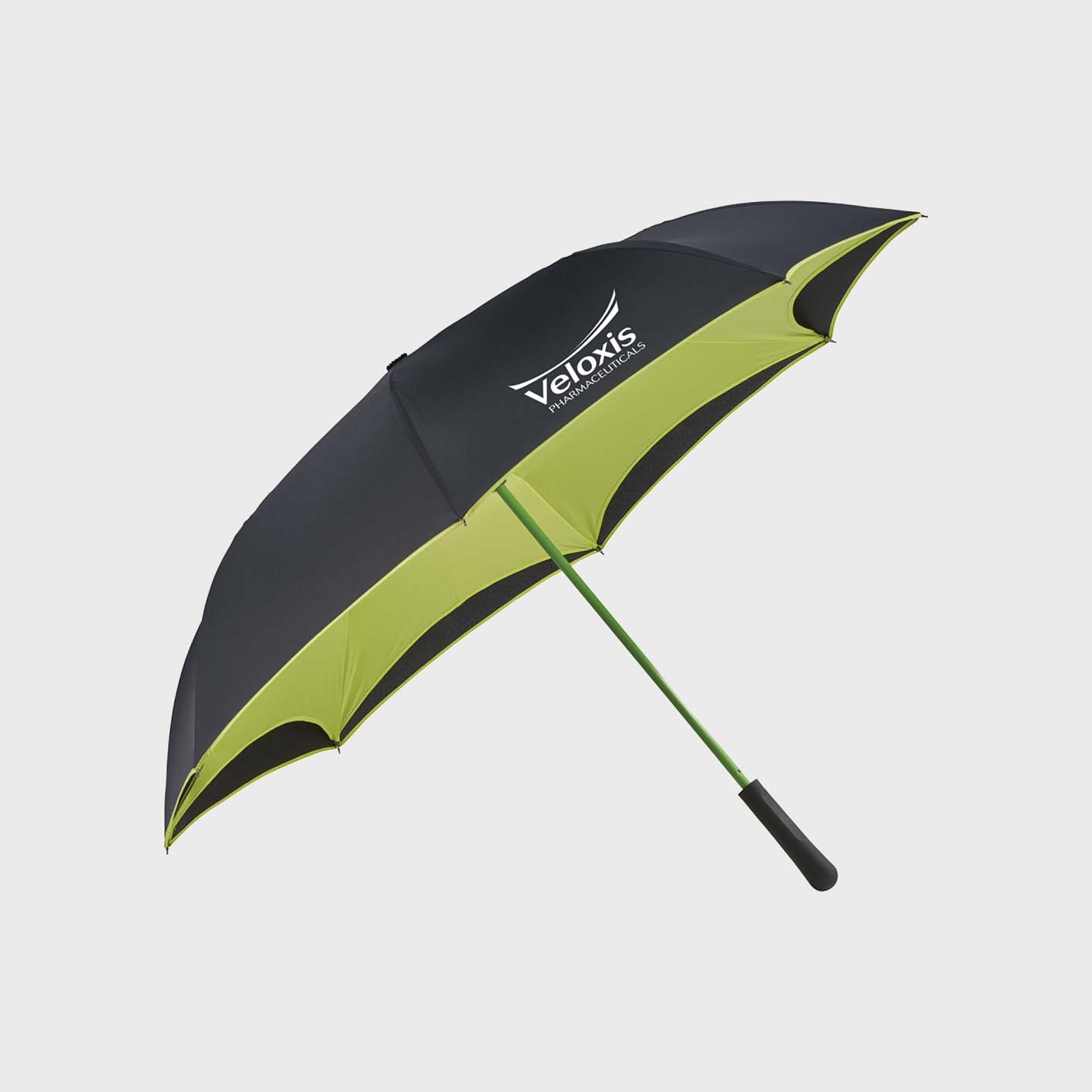 Personalized golf umbrellas that has a logo printed on it.