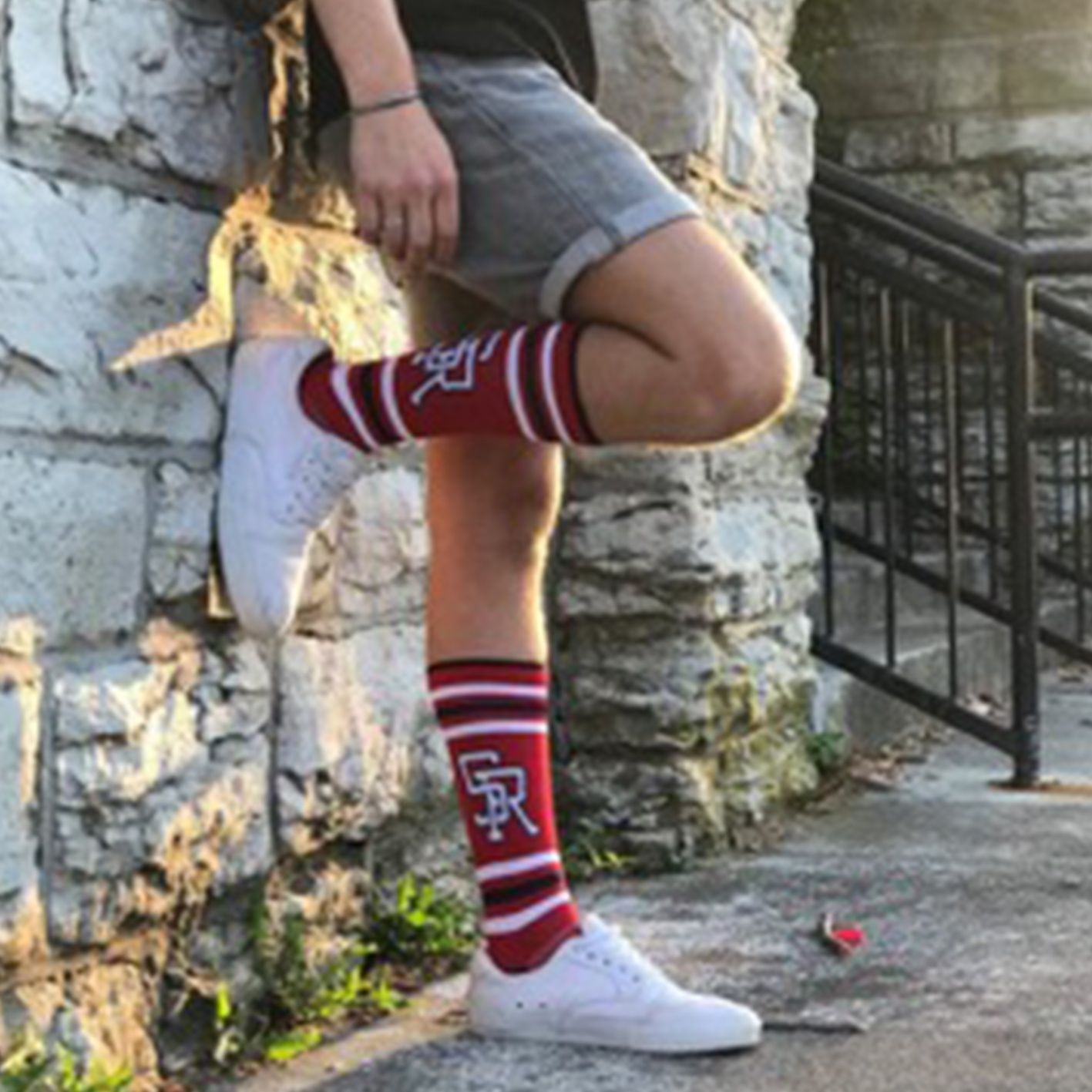 An image of custom athletic crew socks that you can decorate your logo on!