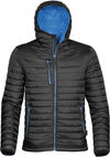 Am image of a Custom Stormtech Mens Gravity Thermal Jacket in BLACK / MARINE BLUE!