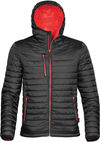 Am image of a Custom Stormtech Mens Gravity Thermal Jacket in BLACK / TRUE RED!