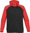 Am image of a Custom Stormtech Mens Omega Zip Hoody in BLACK / BRIGHT RED!