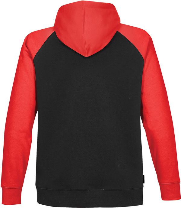 Am image of a Custom Stormtech Mens Omega Zip Hoody in BLACK / BRIGHT RED!