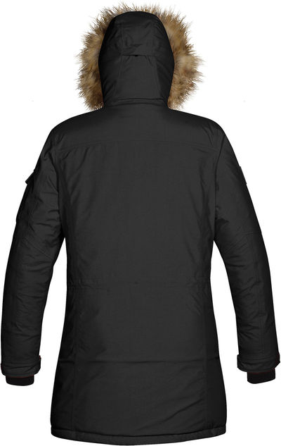 Am image of a Custom Stormtech Womens Explorer Parka in BLACK!