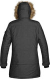 Am image of a Custom Stormtech Womens Explorer Parka in CARBON HEATHER!