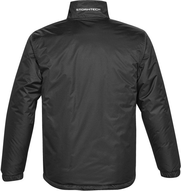 Am image of a Custom Stormtech Mens Axis Thermal Jacket in BLACK / BLACK!