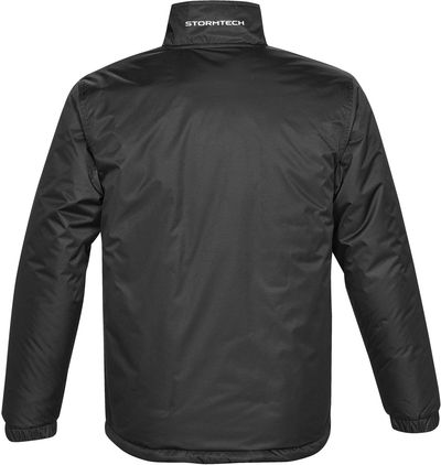 Am image of a Custom Stormtech Mens Axis Thermal Jacket in BLACK / BLACK!