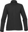 Am image of a Custom Stormtech Womens Orbiter Softshell in BLACK / CARBON!