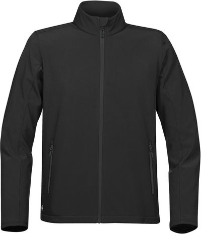 Am image of a Custom Stormtech Youth Orbiter Softshell in BLACK / CARBON!