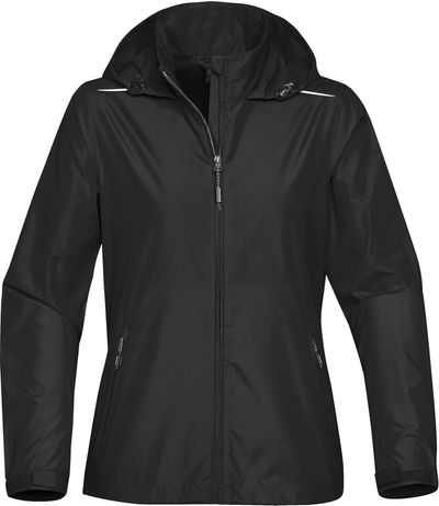 Am image of a Custom Stormtech Womens Nautilus Performance Shell in BLACK!