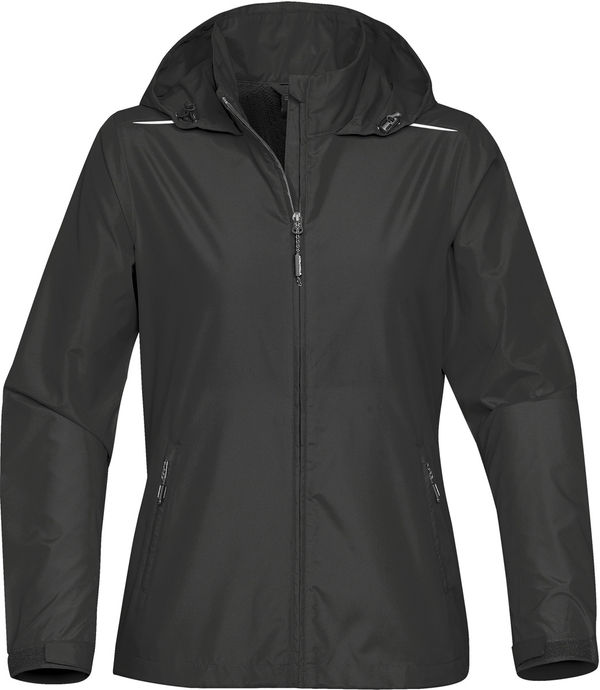 Am image of a Custom Stormtech Womens Nautilus Performance Shell in CARBON!