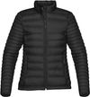 Am image of a Custom Stormtech Womens Basecamp Thermal Jacket in BLACK!