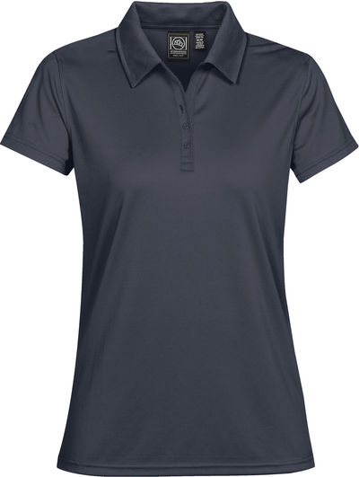 Am image of a Custom STORMTECH WOMENS ECLIPSE H2X DRY PIQUE POLO in NAVY!